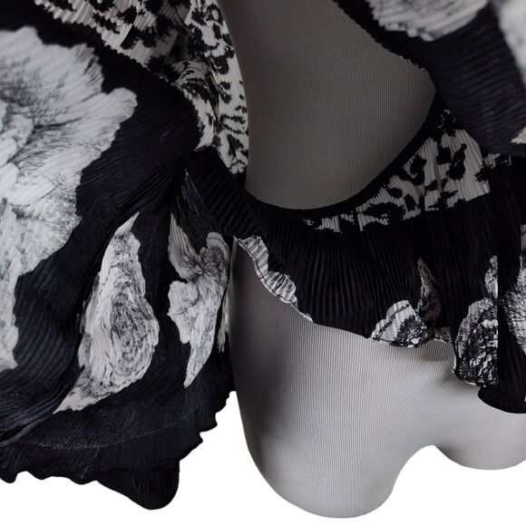 Vintage 80s Oversized Plisse Wrap Top Misses Plus One Size Mixed Print France - Picture 10 of 15